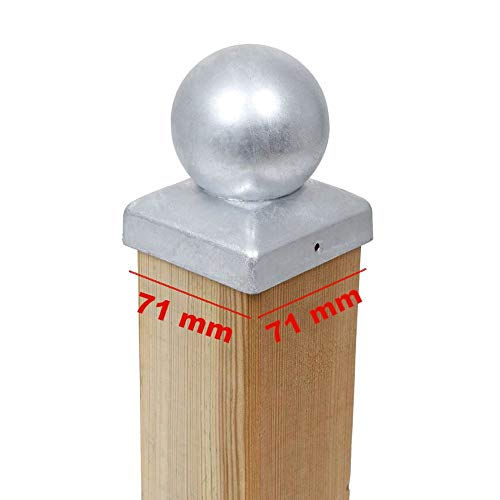 Preisvergleich Produktbild 10 x PFOSTENKAPPE KUGEL STAHL FEUERVERZINKT 71 x 71 MM