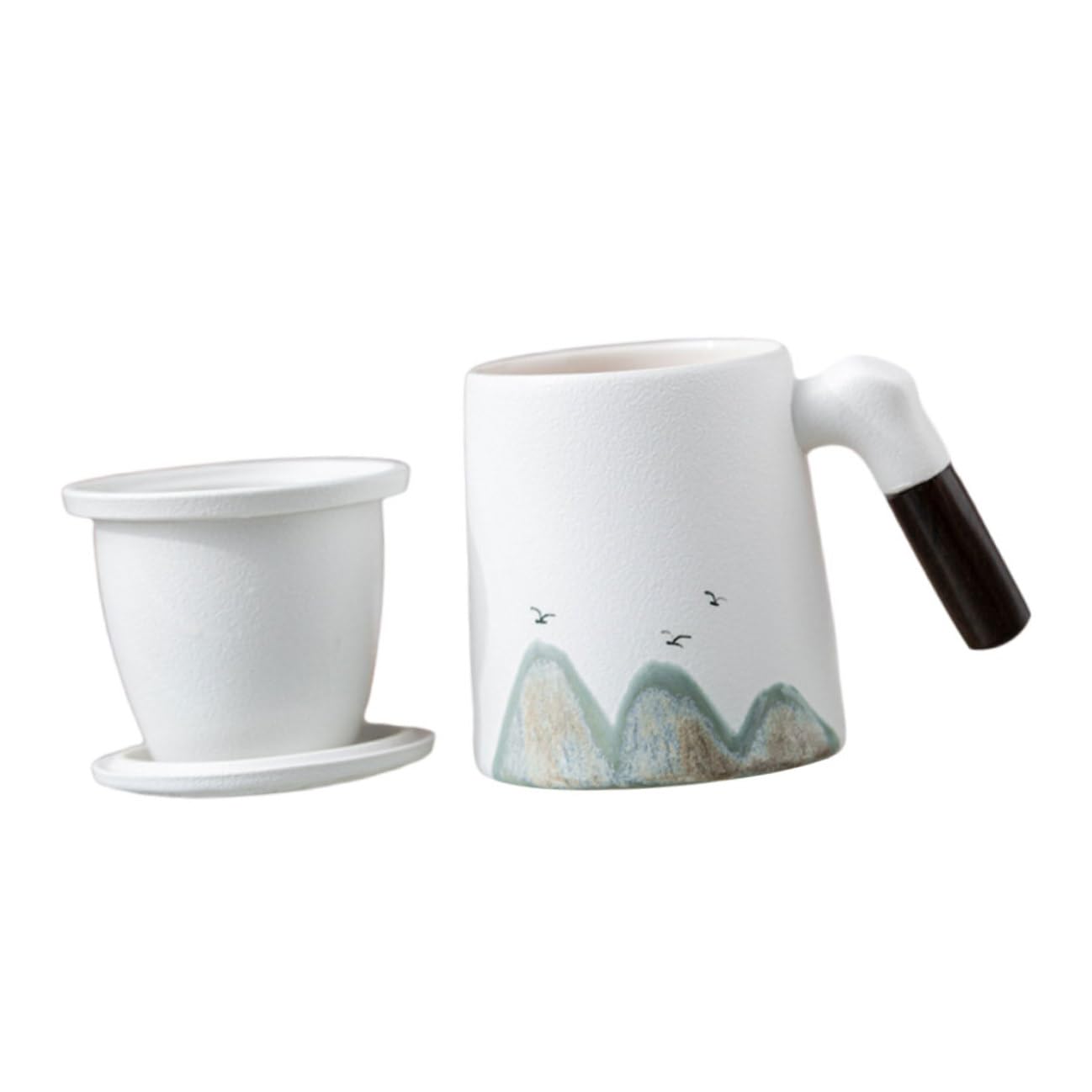 Hemobllo Taza de Cerámica con Tapa y Filtro Integrado Taza Pequeña para Té con Infusor Adecuado para Preparar y Filtrar Hojas Sueltas el Hogar