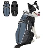 ALLSOPETS Cappotto per Cane Impermeabile e Caldo con Pettorina Integrata e Strisce Riflettenti, Giacca Invernale per Cani di Taglia Media e Grande (Grigio Ardesia, 3XL)