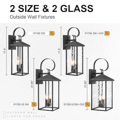 Starcurin Porch Lights Outdoor Wall Light Fixtures Wall Mount, Modern Exterior Lighting Fixtures with Clear Glass Waterproof, 2-Light E12 Sockets Outside Garage Lights for House Patio Porch, 2 Pack by Starcurin - Image 5