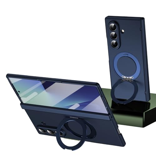 For Galaxy Z Fold 7 �p �P�[�X �����O�z���_�[ MagSafe�Ή� ��]���}�O�l�b�g�X�^���h �c�����Ή� �ϏՌ� ���^ �q���W�ی� �K���X�t�B�����t�� �T���X�� �M�����N�V�[ Z Fold 7 �J�o�[ �N���A �܏�ݎ��X�^���h ���C����