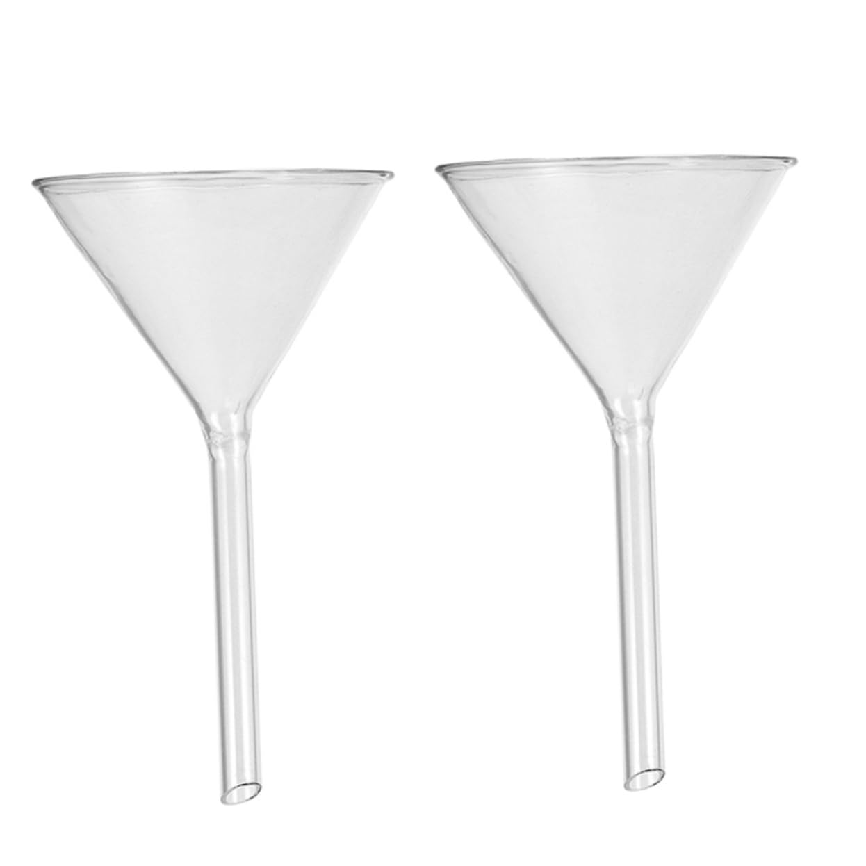 Laboratory Triangle Funnel Short Stem 100mm Glass Filling Funnel for School Lab Use 2pcs Set