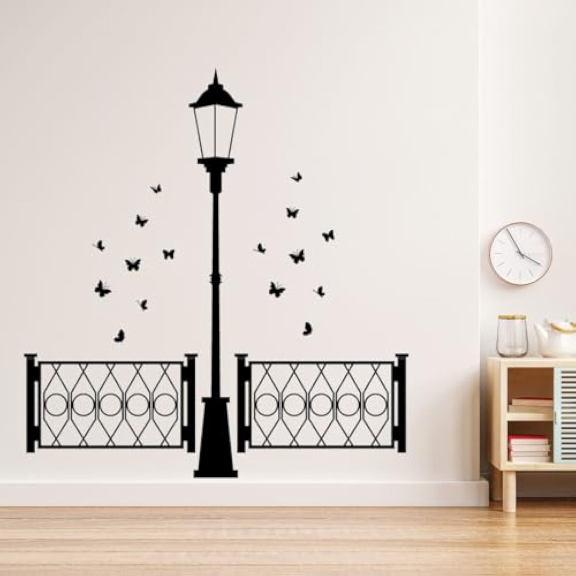 Beautiful Butterfly & Lamp Self-Adhesive Vinyl Wall Sticker