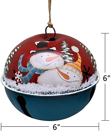 Christmas Jingle Bells Giant Jingle Bells Metal Snowman Jingle Bell Ornaments Christmas Tree Hanging Ornaments Rustic Jingle Bells Freestanding Table Decor Xmas Tree Decorations With Snowman 6 Inch #TOP4