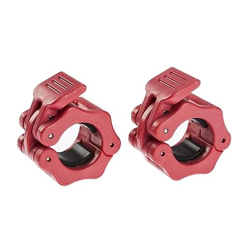 Barbell Clamps 1 inch, Exercise Collars 1″(25mm) Quick Release Pair of Locking Collar Clips for Workout Weightlifting Fitness Training (Red)