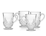 Godinger Coffee Mugs, Tea or Hot Water Glass Cups - Dublin Collection, Set of 4