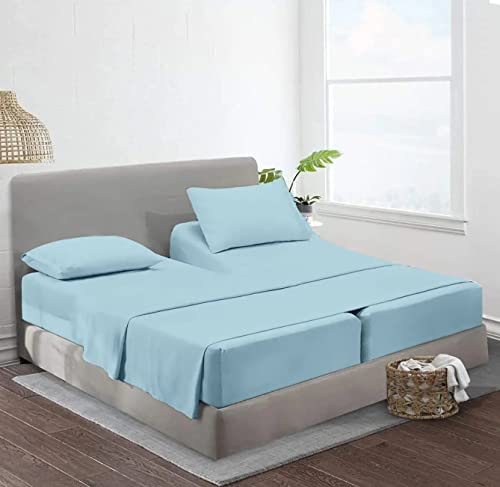 Split King Sheets Sets For Adjustable Bed Cotton-Deep Pockets-5 Pcs -Adjustable Bed Twin Xl, Sky Blue 15-18 Inch Deep #TOP12