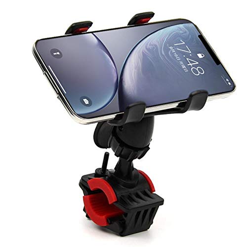 自転車 スマホ ホルダー バイク スマホホルダー オートバイ GPSナビ 脱落防止 角度調整 360度回転 脱着簡単 幅90～100mm開け可能 多機種対応 （ブラック）