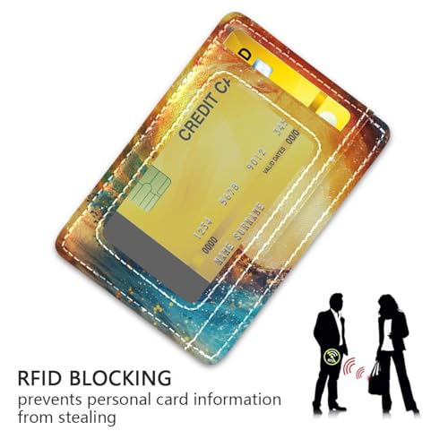 Woman Swirling Colors Oil Painting leather mens wallet slim With ID Window RFID Blocking credit card protector for Men and Women3
