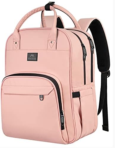 MATEIN Nursing Backpack, Waterproof College Bag for Women with Removable Organizer, 15.6 Inch Travel Lapatop Backpacks Medical Clinical Doctor Nurse Work Daypack for Women, Gifts for Her, Pink