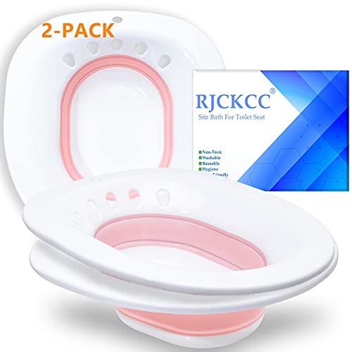 RJCKCC Sitz Bath for Toilet Seat 2-Pack Bartholin Cyst Sitz Bath for Hemorrhoids Women Postpartum Care Men Bartholin'S Cyst Vagi-Sitz Bath Kit Sitz Bath Bowl Pan Sitz Bath for Yoni Steam, 2-pac Pink