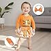 Dcohmch My First Halloween Baby Girls Outfit Long Sleeve Pumpkin Romper Skirt Shorts Headband Leg Warmers Clothes Set (Orange, 12-18 Months)