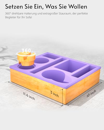 Couchbar Snackbox Silikon sofatablett mit 360 Grad Drehbar Handyhalter beistelltisch mit Holz Sofatablett für Sofa, kino Deko… – Ansicht 6