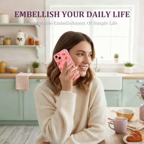 CASBST for iPhone 13 Phone Case, Printed Silicone, Bow Cherry - image 4