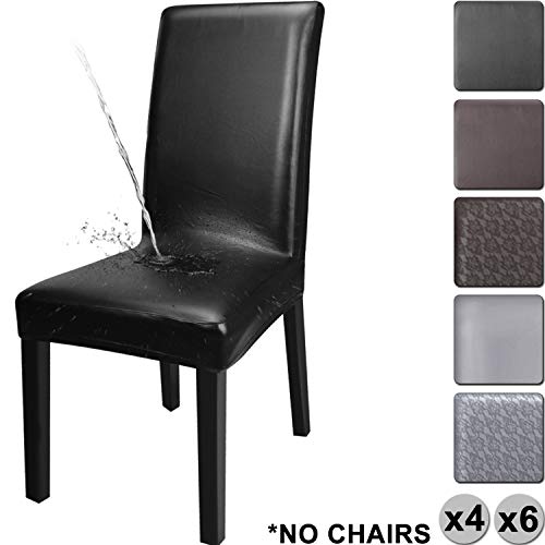 YISUN Cubiertas para sillas de Comedor, Cubierta Protectora Lavable removible de la PU del Estiramiento del Cuero de la PU
