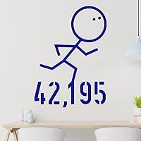 Kiwistar Adesivo Murale 96x68 Cm “42,195 Run” – Scritta Motivazionale Per Maratona – Sticker Da Parete Rimovibile Per Casa Palestra – Colore Azzurro