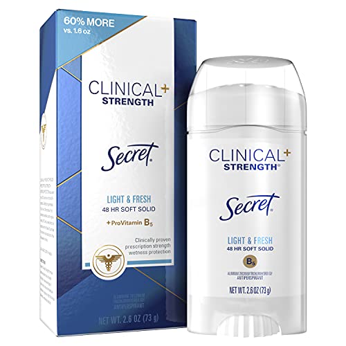 Secret Clinical Strength Antiperspirant and Deodorant Soft Solid, Light & Fresh, 2.6 Oz. (Pack of 6)