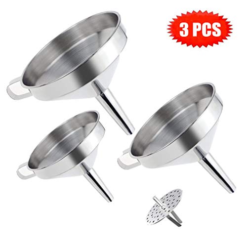 3 Pezzi Set Imbuti da Cucina in 304 Acciaio Inossidabile Attrezzo da Cucina con Filtro Rimovibile Ideale per Il trasferimento di liquidi, Olio, Polvere, Fagioli e Marmellate etc