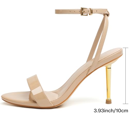 Image of Mostrin Strappy Heels for Women Ankle Strap Heels Women's Heeled Sandals for Party Prom Wedding