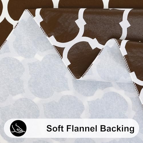 Image of Smiry Rectangle Table Cloth, Flannel Backed Vinyl Tablecloth, 60 inchx102 inch | Waterproof Plastic Tablecloths, Wipeable Table Cover for Dining, Indoor and Outdoor (Coffee)
