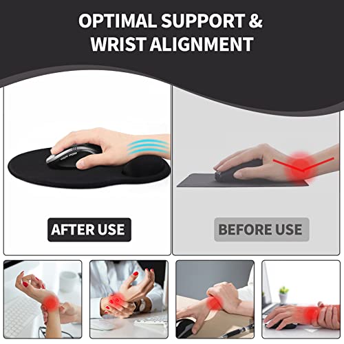Image of eulps Mouse Pad with Wrist Rest, Comfortable Computer Mousepad with Gel Wrist Support Smooth Surface and Non-Slip PU Base for Pain Relief, Laptop, Office & Home (Black Marble)