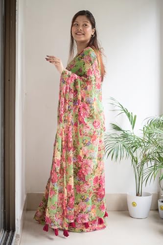 Image of MIRCHI FASHION Women Saree Cotton Abstract Printed | Lightweight Comfortable Sari for Office and Regular Daily Wear with Matching Blouse Piece
