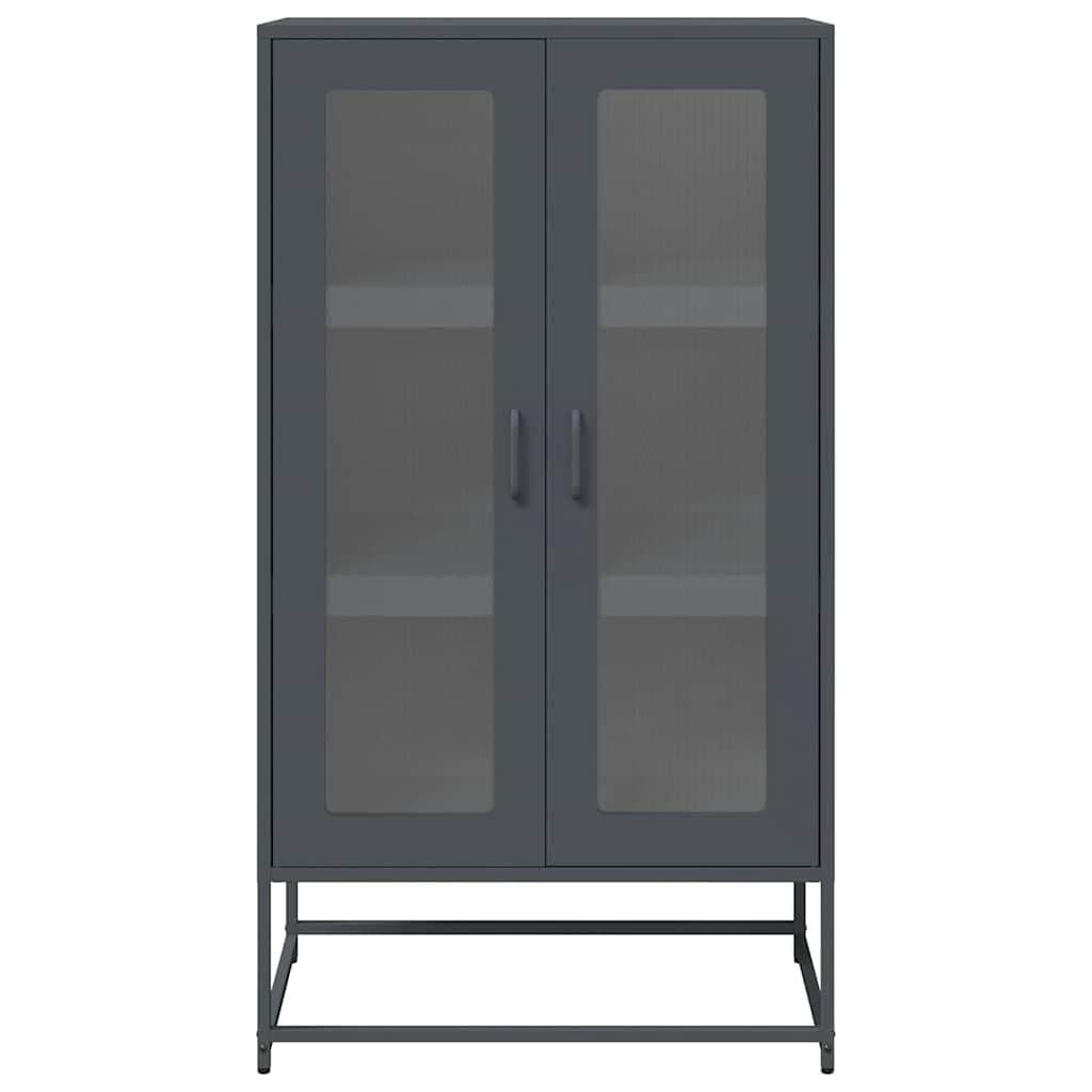 Antracytowa szafka Highboard, 68 x 39 x 123 cm, stal walcowana na zimno, z 6 półkami i 2 drzwiami, idealna do sypialni, salonu, biura, wszechstronne miejsce do przechowywania