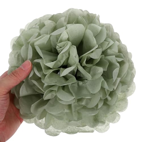 Pompones de papel verde claro BESTonZON de 24 piezas para decoraciones boho 5