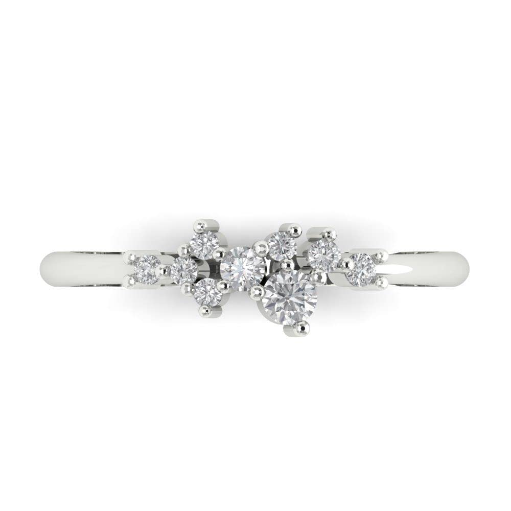 Clara Pucci 0.17Ct Round Cut Synthetic Moissanite 18K White Gold Engagement Wedding Stackable Band SZ 3.5