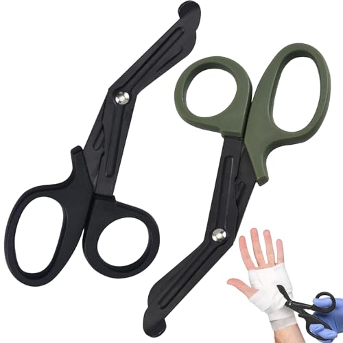 2 Stück Verbandschere,Verbandschere Klein,Medizinische Verbandschere,Medizinische Schere,Verbandsschere Pflege Klein,Modern,Beidhändig, Edelstahl, Schwarz