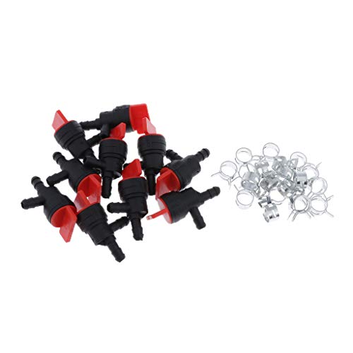 F Fityle Set of 10 1/4 Fuel Shut Off Valve + Fuel Line Clamp Replacement for Briggs & Stratton 698181