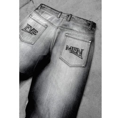 Wide Leg Denim Jeans, Faded Black Wash, Flared Cut2