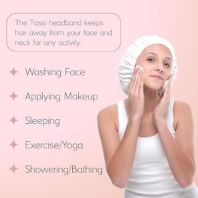 Tassi Reusable Spa Headband Wrap for Women - Hair Holder for Washing Face, Skincare, Makeup, Facials & Cleansing - Keeps Hair Back with No Mess or Marks - One Size Fits All - Black