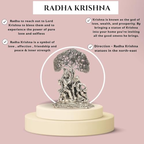 Image of Lavanaya Silver Brands : Silver Plated Radha Krishna God Idol Statue | Showpiece with Premium Gift Box - Perfect for Marriage Anniversary, Wedding, Housewarming, Birthday and Wedding Return Gifts
