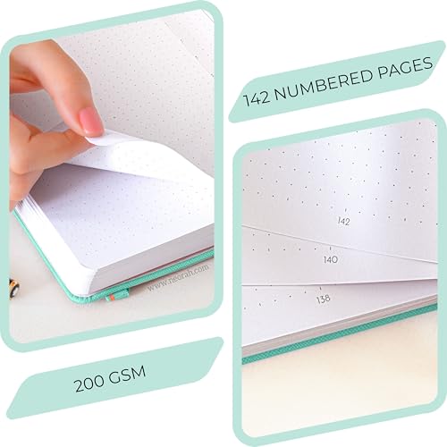 Image of NEORAH - B6 - ART JOURNAL | 200Gsm Dotgrid Notebook |144 Pages(17.5 x 12.5 cm) | Lay Flat |HardCover Bullet - Journal |3 Bookmarks |Elastic Closure| Inner BackPocket | Ideal-Bujo,Drawing (TEAL)