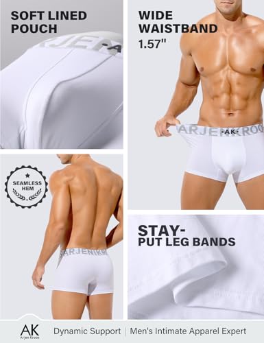 Arjen Kroos Breathable Cotton Underwear for Men 4 Pack Moisture Wicking Boxer Briefs Anti-Roll Trunk with Plush Waistband3