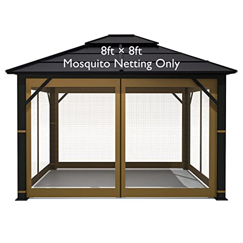 Gazebo Universal Replacement Mosquito Netting - Gafrem Outdoor 8'X8' Gazebo 4-Panel Screen Walls With Zipper (Khaki) #TOP2