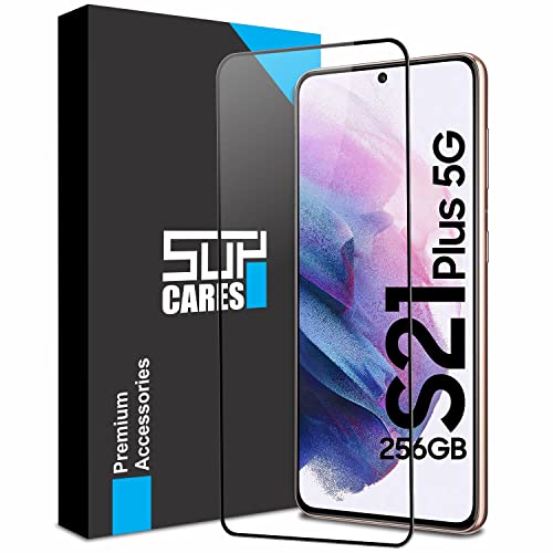 Image of SupCares Tempered Glass for Samsung Galaxy S21 Plus (6.7 Inch) With Installation Kit | Military-Grade Gorilla Screen Protector | Edge to Edge Coverage | Black