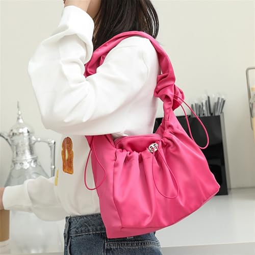 Drawstring Nylon Messenger Bag Underarm Bag Pleated One-shoulder Handbag4