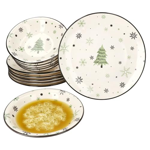 MamboCat Weihnachtsbaum 12tlg Tafelservice I Steingut-Geschirr für 6...