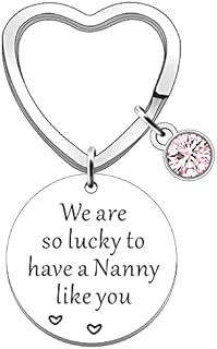 JETTOP Mothers Day Gifts for Nanny -Nanny Gifts from Grandchildren Keyring Gifts for Nanny Birthday Christmas Present We are So Lucky to Have a Nanny Like You