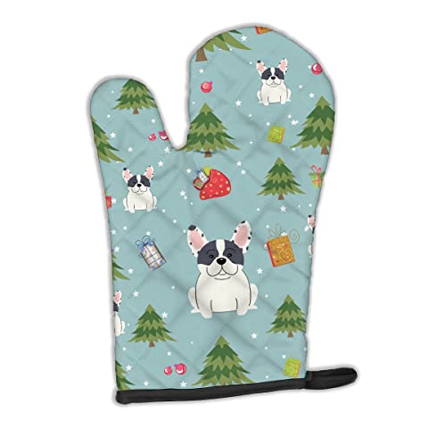 Caroline's Treasures BB4671OVMT Christmas French Bulldog Piebald Oven Mitt Heat Resistant Thick Oven Mitt for Hot Pans and Oven, Kitchen Mitt Protect Hands, Cooking Baking Glove