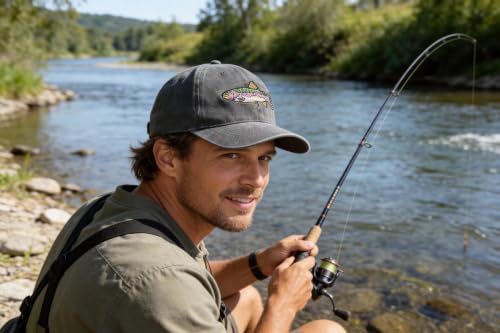 Image of Fishing Baseball Cap for Men Women, Adjustable Embroidered Fish Hat | Fishing Gear, Outdoor Adventure Design, Precision Embroidery Craft, One Size Adjustable Fit