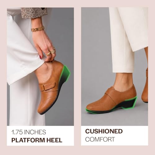Image of FAUSTO Women's Outdoor Fashion Hook and Loop Platform Heel Wedges