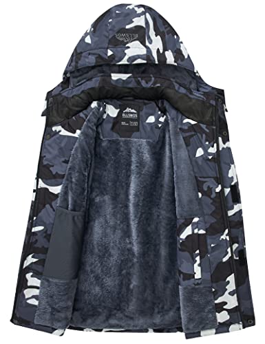 Image of ELLSWOS Men's Waterproof Ski Jacket Winter Snow Coat Warm Hooded Raincoat Windproof Windbreakers