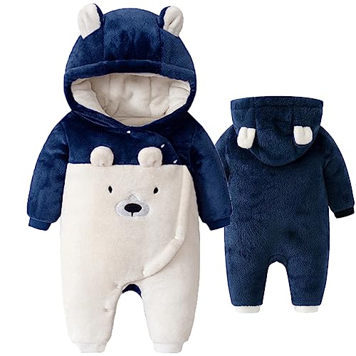 Image of flower frail Newborn Baby Winter Snowsuit Bear Romper Warm Hooded Jumpsuit Onesie Infant Coat Outwear for Boy Girl 0-18M