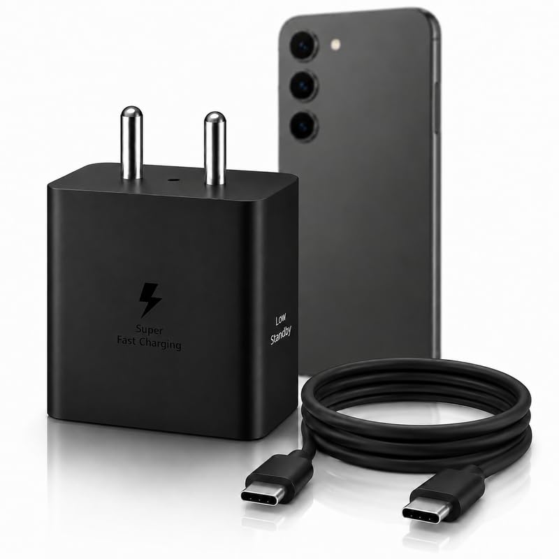 Image of 45W Type C Super Fast Charger PD 5.0 Quick Charging Adapter & USB-C to C 1m Cable Compatible with Samsung Galaxy S26+, S25+, S24+, S23+, S22+, S21+, Note20 Ultra, S9+, S10+, S11+ and Other Tab Series