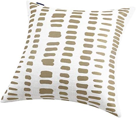 Aitliving 20X20 Metallic Gold Foil Print Throw Pillow Cover 1pc Off White Color Linen Blend AmaZulu Geometric Decorative Accent Pillow Case Cushion Shell 50X50cm