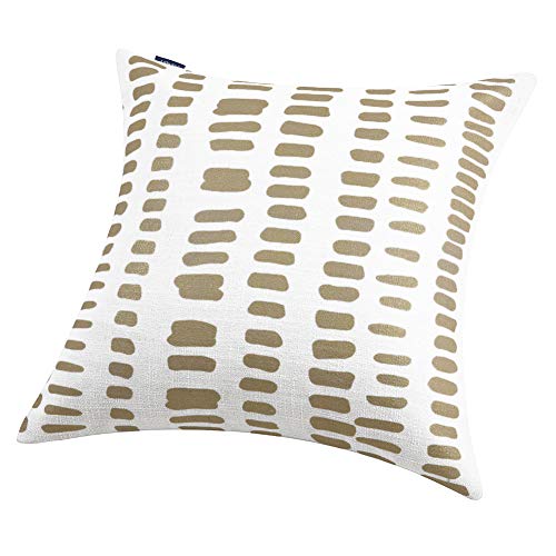 Aitliving 20X20 Metallic Gold Foil Print Throw Pillow Cover 1Pc Off White Color Linen Blend Amazulu Geometric Decorative Accent Pillow Case Cushion Shell 50X50Cm #TOP7