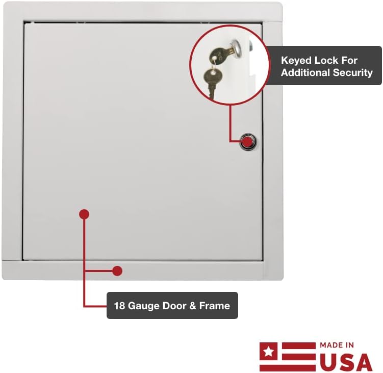 Elite 1000 Interior Metal Access Doors for Walls and Ceilings USA Made W/Keyed Cylinder Lock 2 Keys Provided